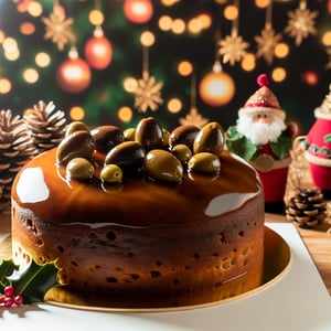 A beautifully decorated Christmas cake showcasing